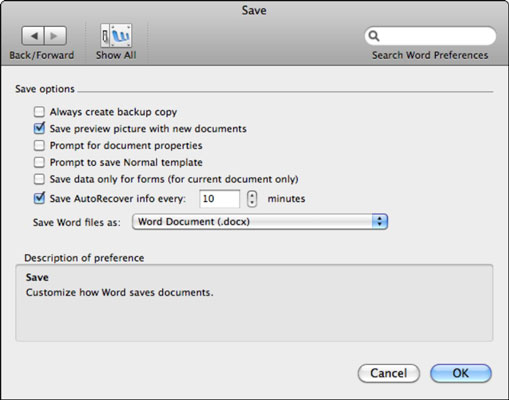 word for mac autorecovery
